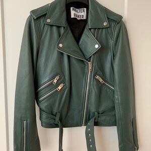 Walter Baker Green Moto Leather Jacket